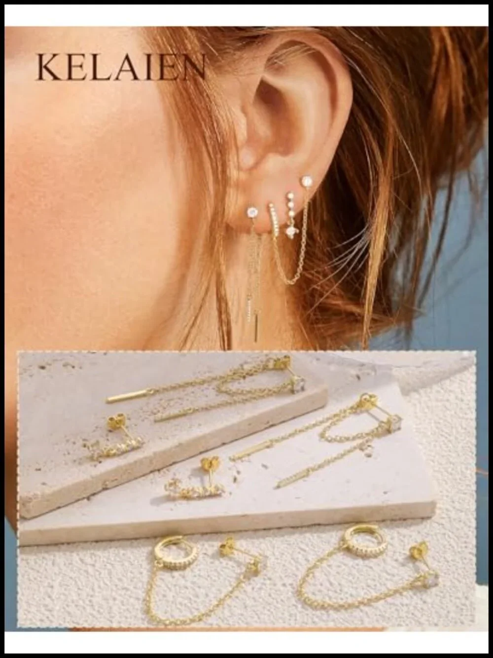 14K Gold Plated Dangle Earrings Set with Pearls & Zirconia, Hypoallergenic